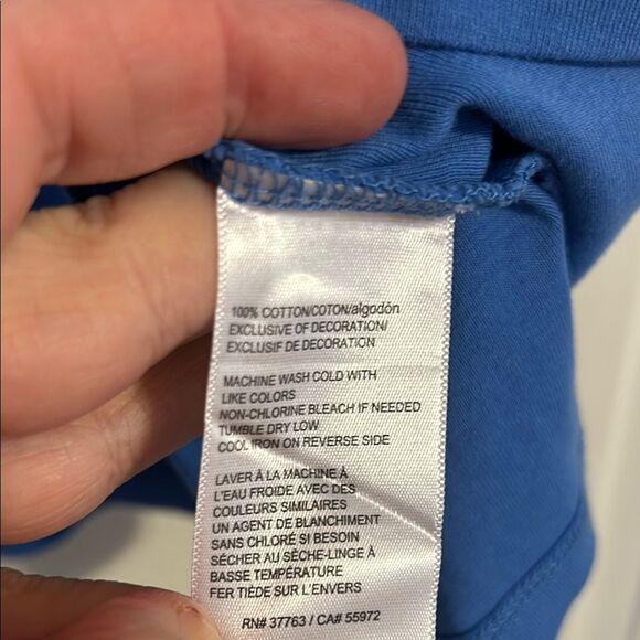 RAFAELLA Size 3X Blue White Embroidered V-Neck Coastal Nautical Blouse Shirt - Picture 4 of 5